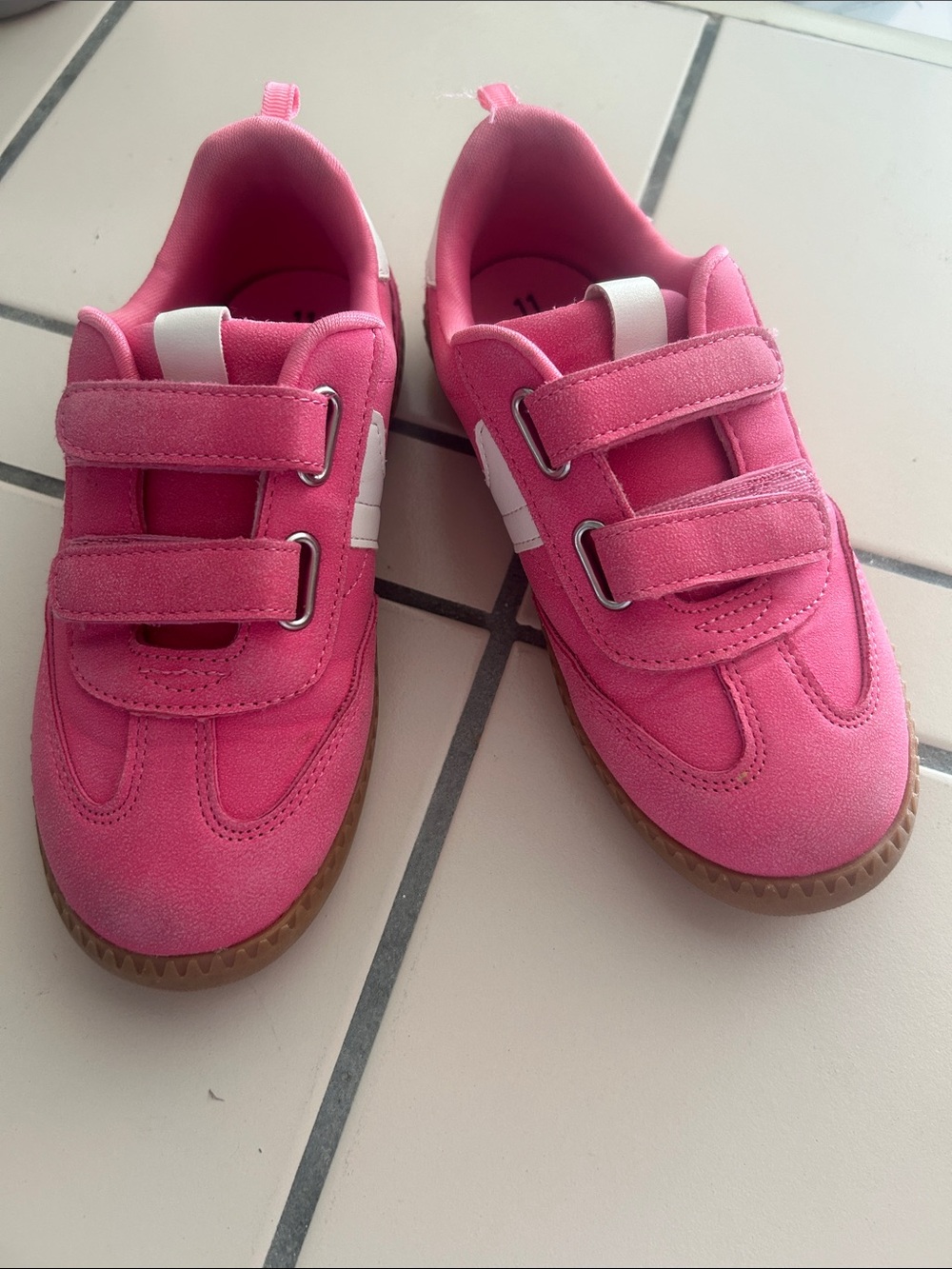 wonder nation Pink Velcro Sneakers with White Accent
